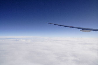 雲海と飛行機の翼の画像
